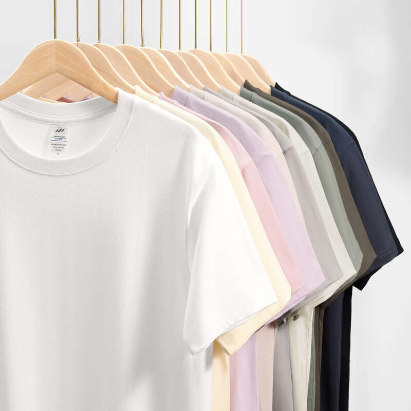 230g Pure Cotton Short Sleeve T-Shirt Solid Color Loose Casual Round Neck Base Shirt Summer Heavyweight Unisex Breathable Tee