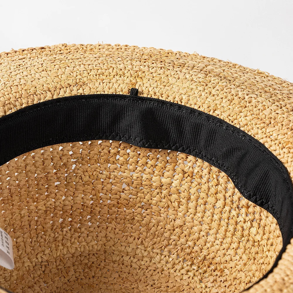 USPOP Extra Fine Raffia Straw Hat Summer Sun Hat for Women with Large Brim Handmade Rollable Straw Hat 260228