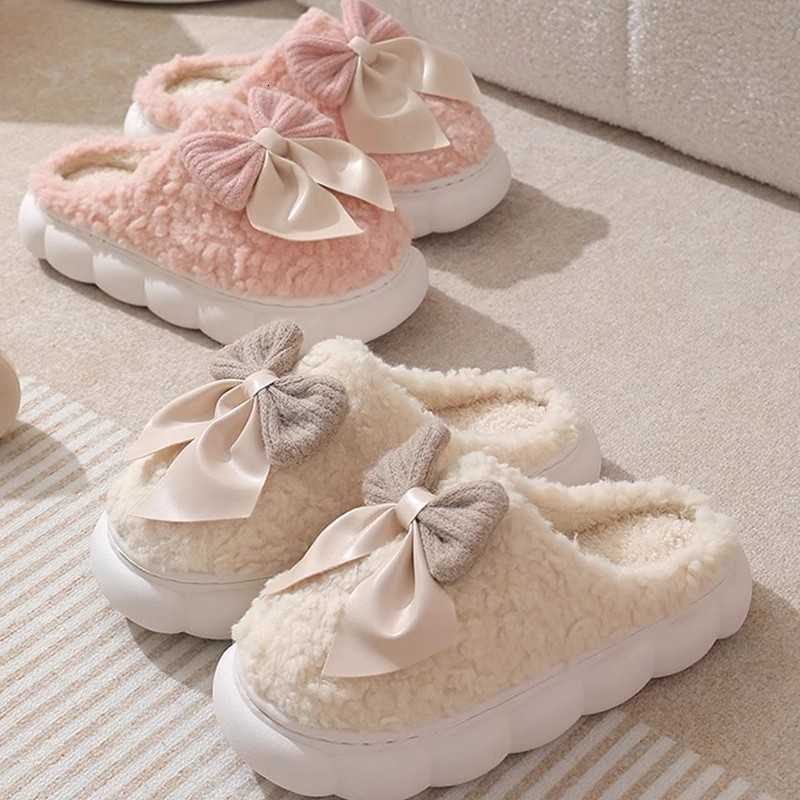 Warm postpartum shoes for women 2025 winter plush lined cotton slippers with covered heel womens indoor home cotton shoes S260305
