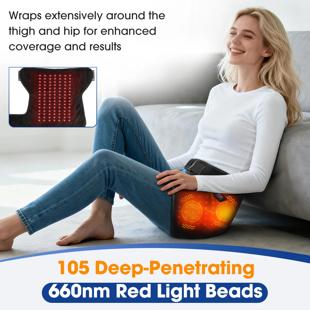 USB Electric Hip Support Wrap 3 Level Heating Hip Vibration Massager Infrared 660nm LED BeadsThigh Hip Groin Protect Belt 260304
