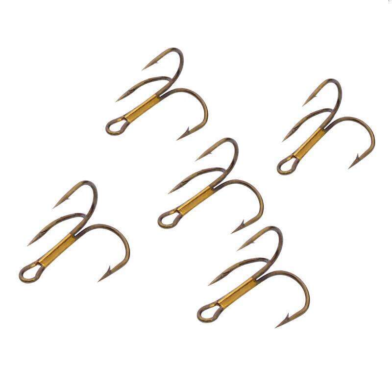 PRO BEROS 100pcs/pack Super Sharp Barbed Hook Treble Fishing Hooks 2/4/6/8/10/12/14# High Carbon Steel Tackle Fishhooks Y260305