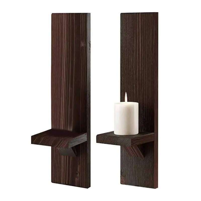 2PCS Wooden Holders Vintage Candlestick Holder Wall Decoration Modern Centerpiece Decorative Candle Sconces XJ260305