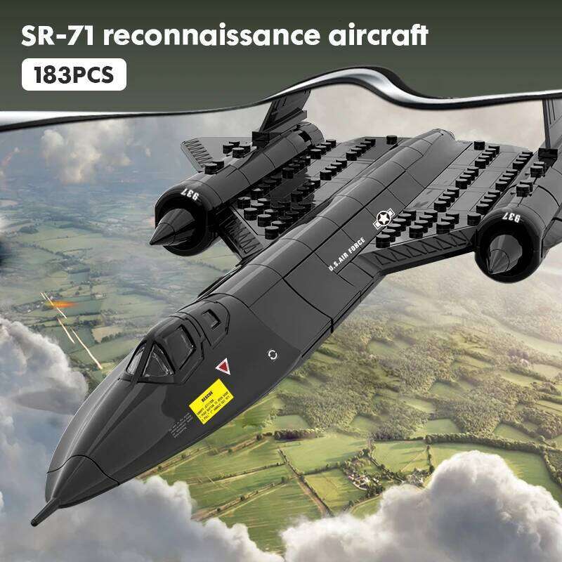 New WWII SR-71 Blackbird Spy Plane Fighter Military Aircraft Soldier Building Blocks Sets Airplane Model Dolls Brick Toys Kids Z260306