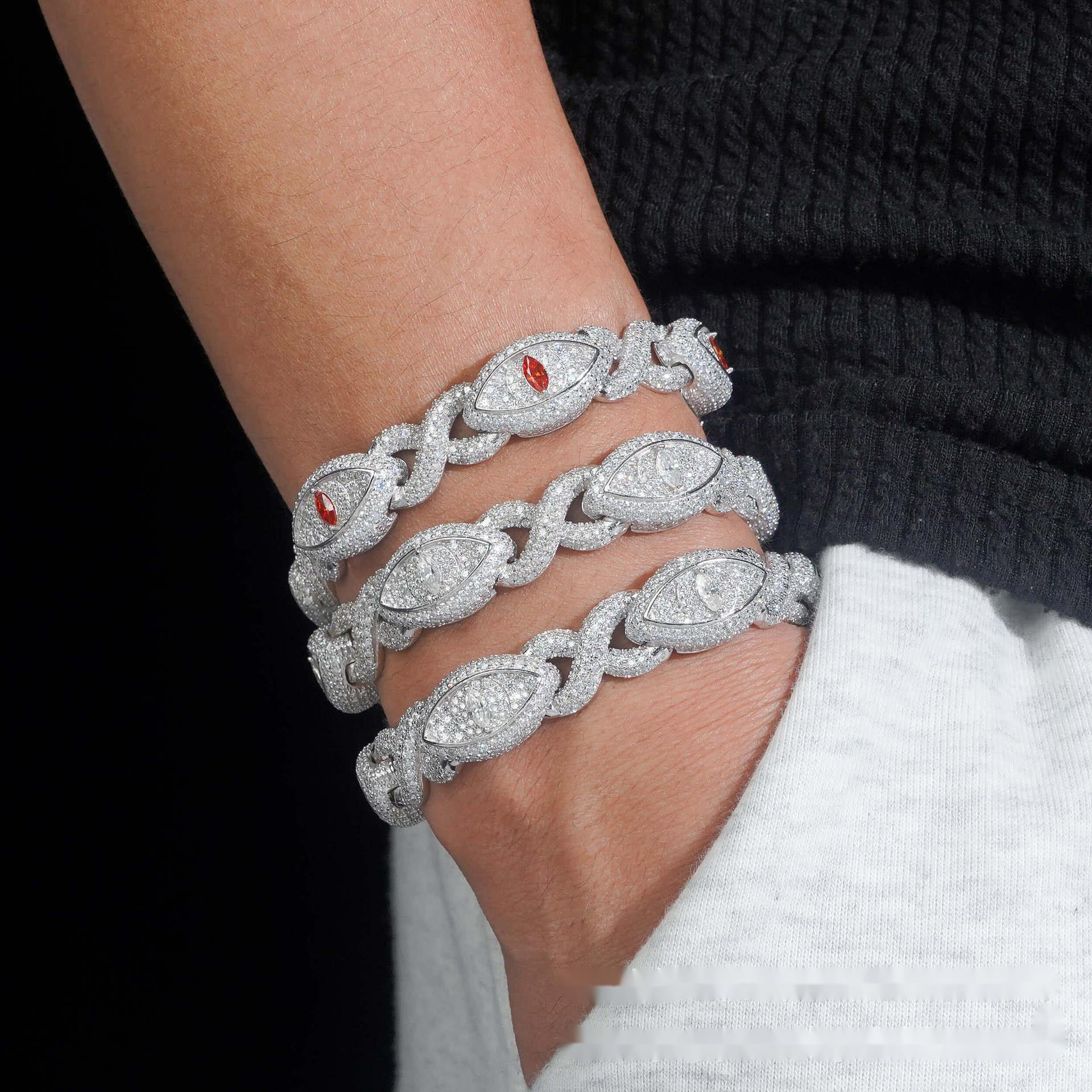 Infinity Eye Cuban Bracelet 925 Silver Inlaid with VVS Moissanite Mens Unique Popular Jewelry