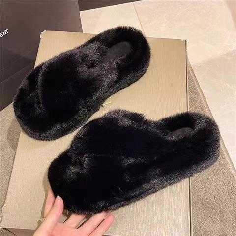 Furry Slippers for Women Outdoor Wear 2025 New Korean Style Ins Trendy Shoes Autumn Winter 2024 Home Cotton Slippers Spring Summer S260305