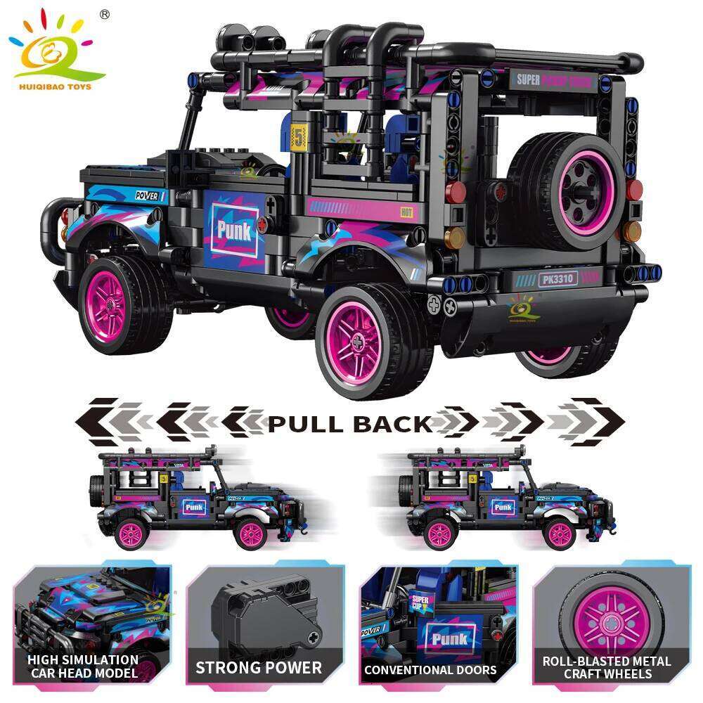 HUIQIBAO 1:14 Off-road Vehicle Racing Car Technical Model Building Block MOC Truck Brick Children City Construction Toy Boy Game Z260306