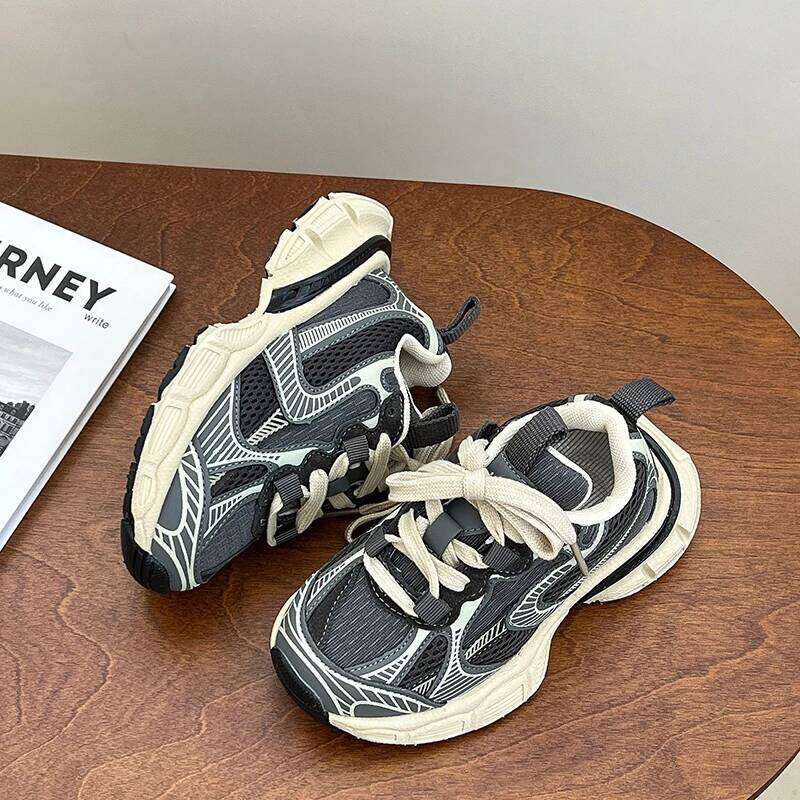 High Street Fashion Chunky Sneakers for Children Girls Boys Big Kids Breathable Sport Tennis Infant Light Shoes 26Y0304