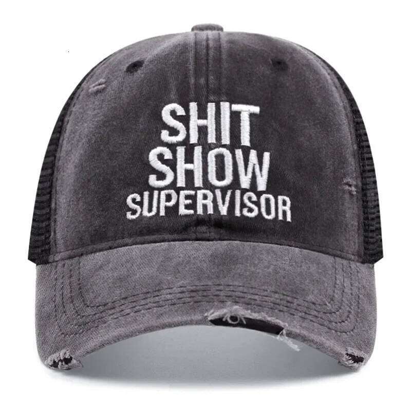 Unisex SHIT SHOW SUPERVISOR Print Wash Baseball Caps Spring and Autumn Outdoor Adjustable Casual Hats Sunscreen Hat Sun Cap Y260304