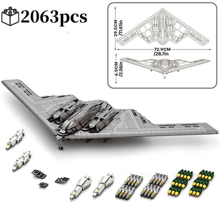 2063pcs B2 Stealth Bomber Building Blocks MOC Technical Military Model Kit Desktop Display Back to School Gift for Adults Z260306