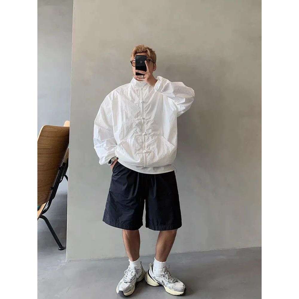 2026 Autumn New Style Trendy Casual Stand-Up Collar Unisex Windproof Zipper Jacket With Chinese Knot Buttons Asia Size