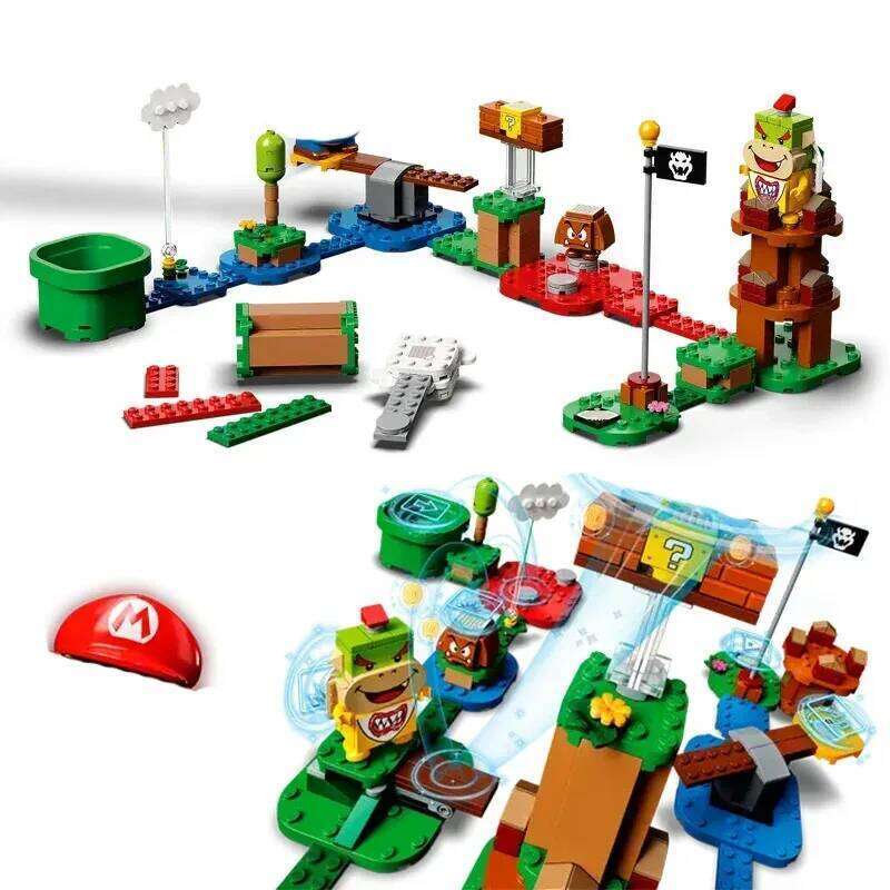 Super Bros. Game Series MOC Scan Code Building Blocks Adventures with Marioed Starter Course Sets Children's Toys Gift 71360 Z260306