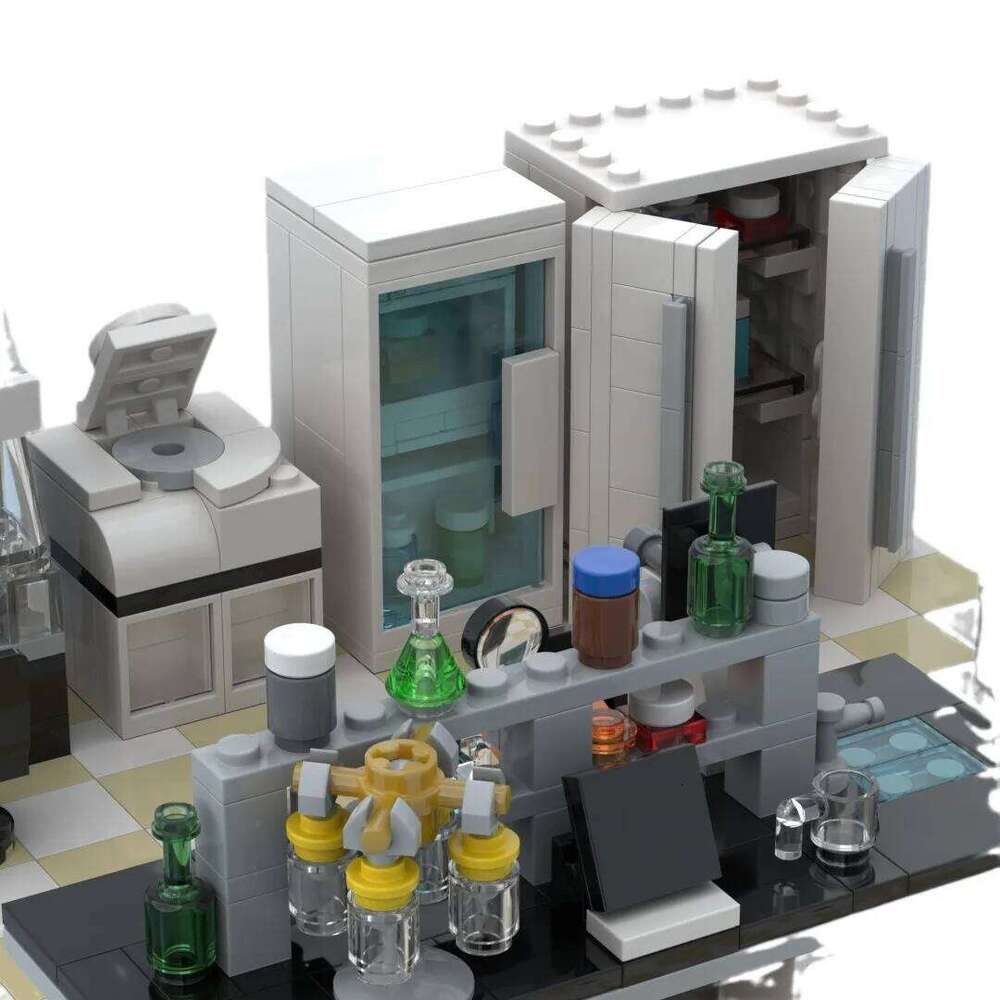 MOC Laboratory Block Home Decoration City Building Model Small Scene Educational Toys DIY Collection Bricks Gift Z260306
