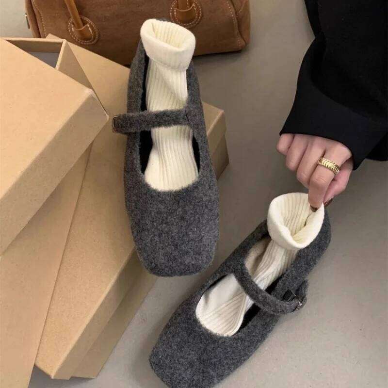 Women's Square Toe Slip-On Loafers with Plush Texture | Versatile Winter Shoes for Casual & Dressy Looks