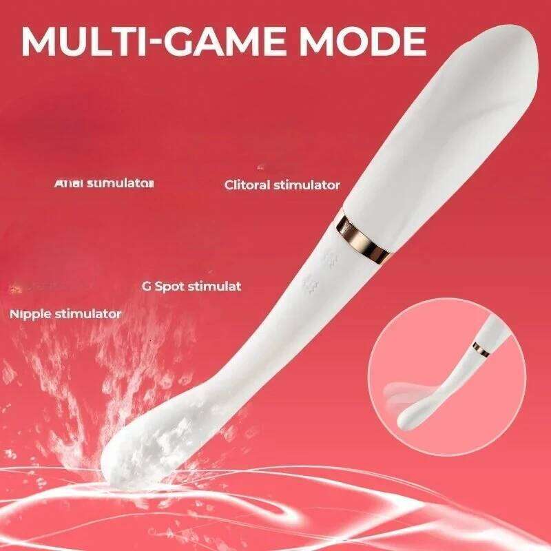 10 Speed Strong Vibrating Bendable Waterproof USB Rechargeable AV Double Ended Slim G-Spot Vibrator Sex Toys for Women W260305