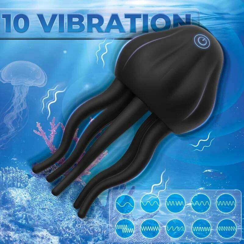 Delayed Ejaculation Vibrate Jellyfish Penis Trainer Clit Nipple Massager Male Glans Vibrators Adult Masturbation Sex Toys 18+ W260305