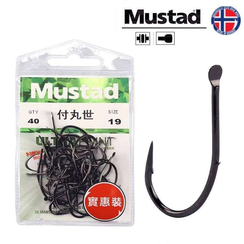 Mustad 10015 Carbon Steel Fishing Peche Hooks Barbed Hook Back Barb Carp Shape Anzol Fishhooks 4#-19# S260305
