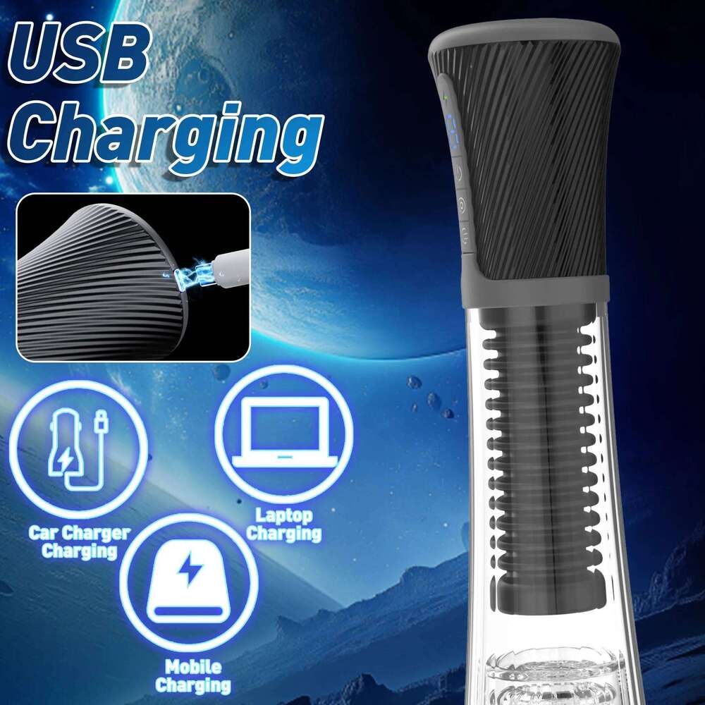 Automatic Vacuum Transparent Masturbator Trainer 9 Vibration 5 Suction Penis Pump Adult Sex Toy Male Masturbation W260305