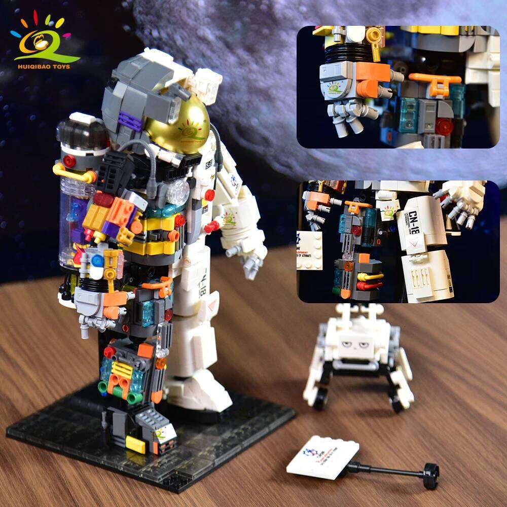 HUIQIBAO MOC Space Astronaut Figures Building Block Model Aerospace Man DIY Ornament Bricks Toy For Children Kids Z260306