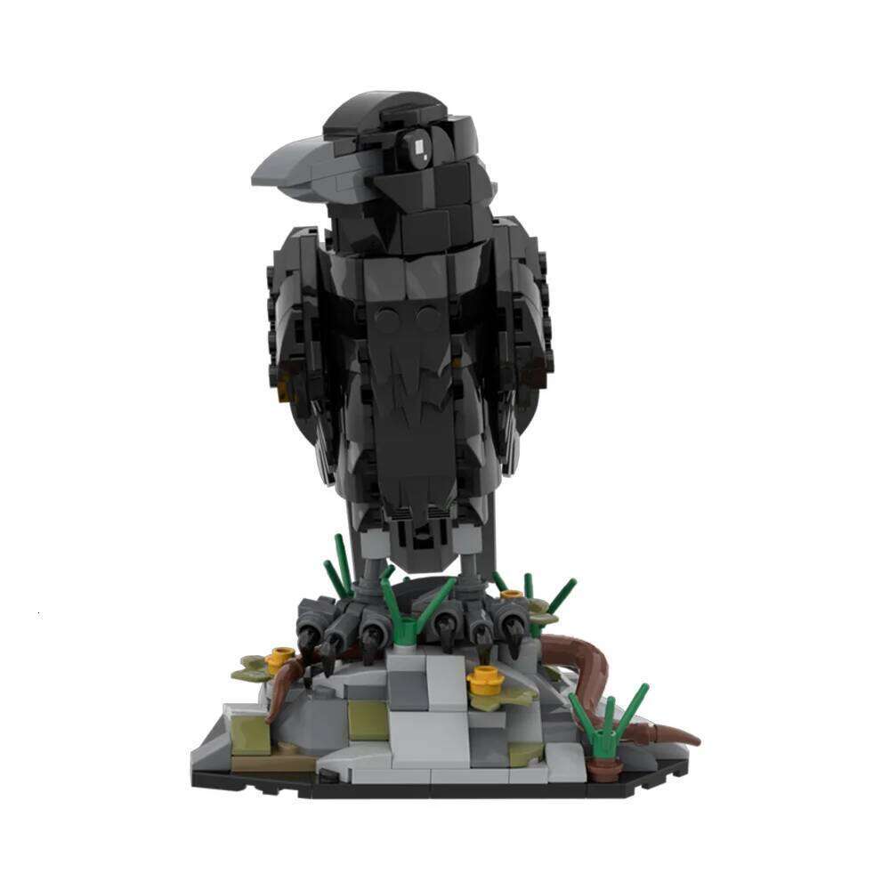 MOC Model Building Blocks Sets Clever Raven Black Bird 3D Home Ornament Brick STEM Toy Adult Halloween Gift Z260305