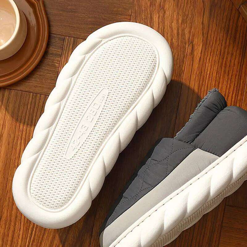 Litfun Plush Men Women Slippers New Winter Outdoor Warm Waterproof Cotton Shoes Indoor Antiskid Thick Sole Home Slides