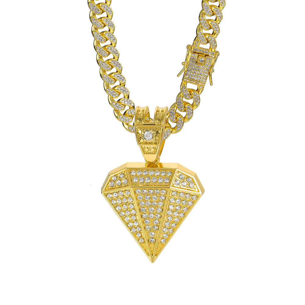 Double-layer three-dimensional cross-border new European and American hip-hop style large diamond pendant, zinc alloy, full diamond, high quality, fac