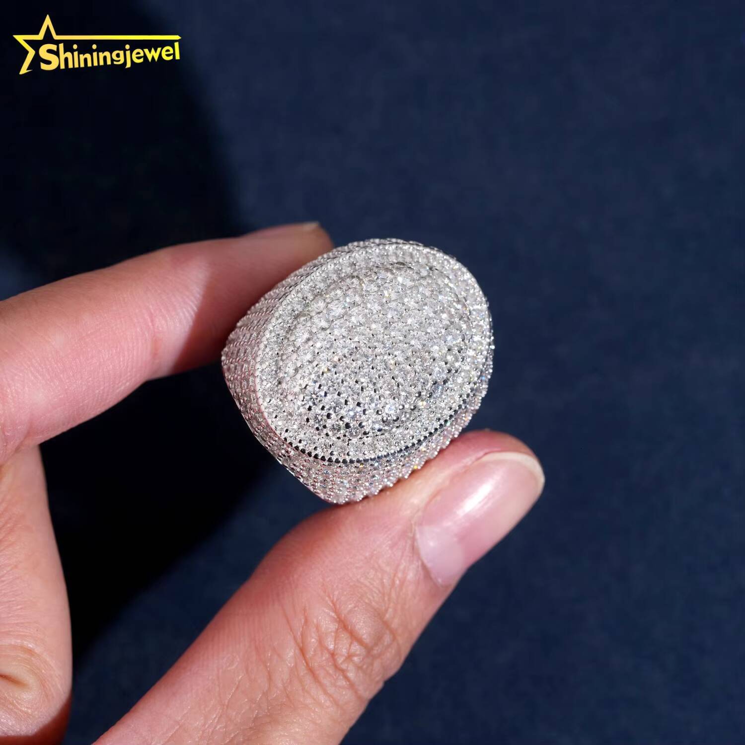 Chunky Oval Balloon Championship Ring Pass Diamond Tester Hip Hop Jewelry 925 Silver Diamond Moissanite Men Ring