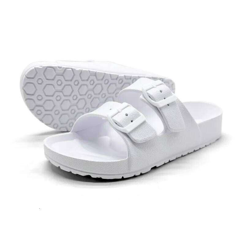 Litfun Women Summer Fashion Slippers 2025 New Outdoor Non-slip Beach Sandals With Double Buckle Indoor Casual Flat House Slides