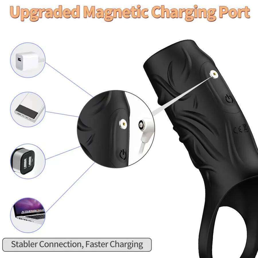 Vibrator Sleeve Cock Ring Ejaculation Extender Penis Testicles G Spot Stimulation Couples Adult Sex Toys for Men Women W260305