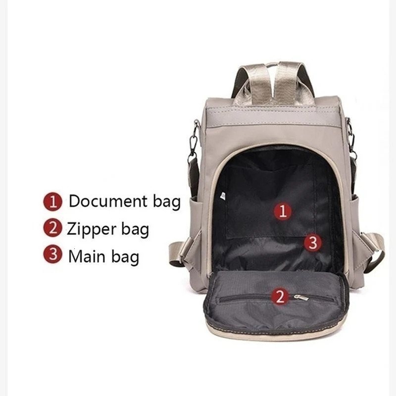 Waterproof Oxford Women Backpack Fashion Anti-Theft School Bagpack er Female Large Capacity Travel Shoulder Handbag260228