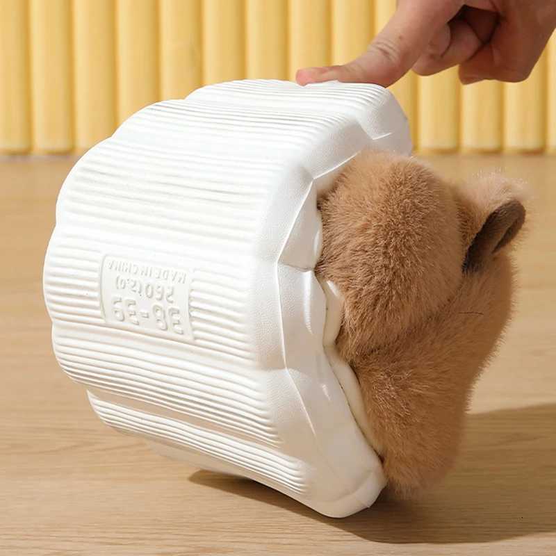 Cute Capybara Cotton Slippers Women Autumn Winter Indoor Soft Sole Warm Fur Slides Woman Comfort Non Slip Home Slippers Female S260305