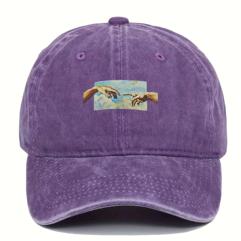 Vintage printed baseball cap, vintage versatile for both men women, daily casual and fashionable curved brim hat Y260304