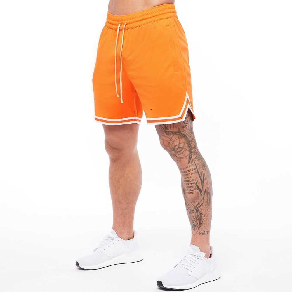 Mens Breathable Basketball Shorts Orange Mesh Fitness Sports Leisure Workout Sport Pants Quick Dry Gym Bodybuilding Shorts X260306