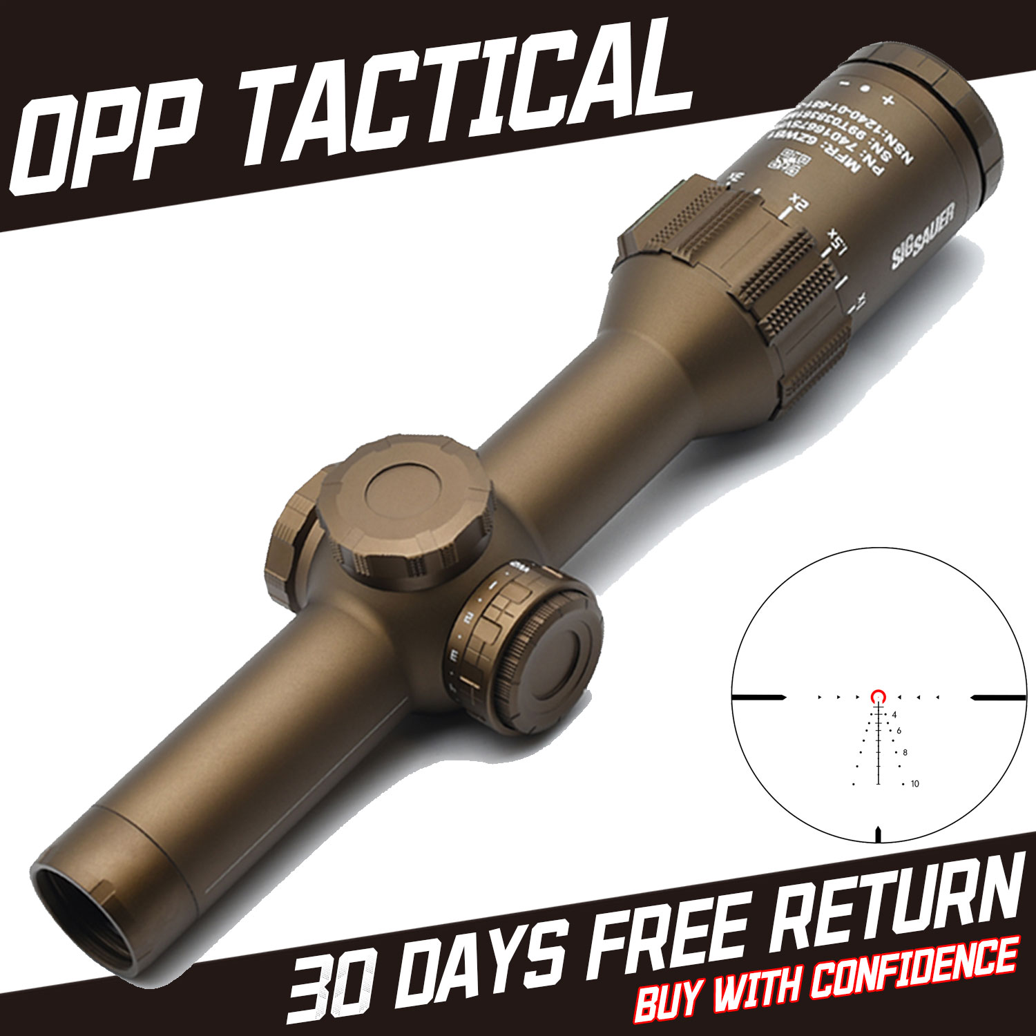 EvolutionGear Maded: TANGO6T 1-6X24 Scope FFP DWLR-55 Illuminated Reticle