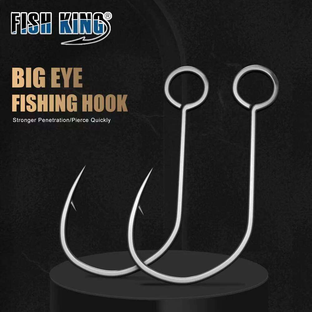 FISH KING 20pcs fishing Crank Hook Barbed Fishhook Fishing Tackle Big Eye Sharp High Carbon Steel Single hooks Carp Accessories S260305