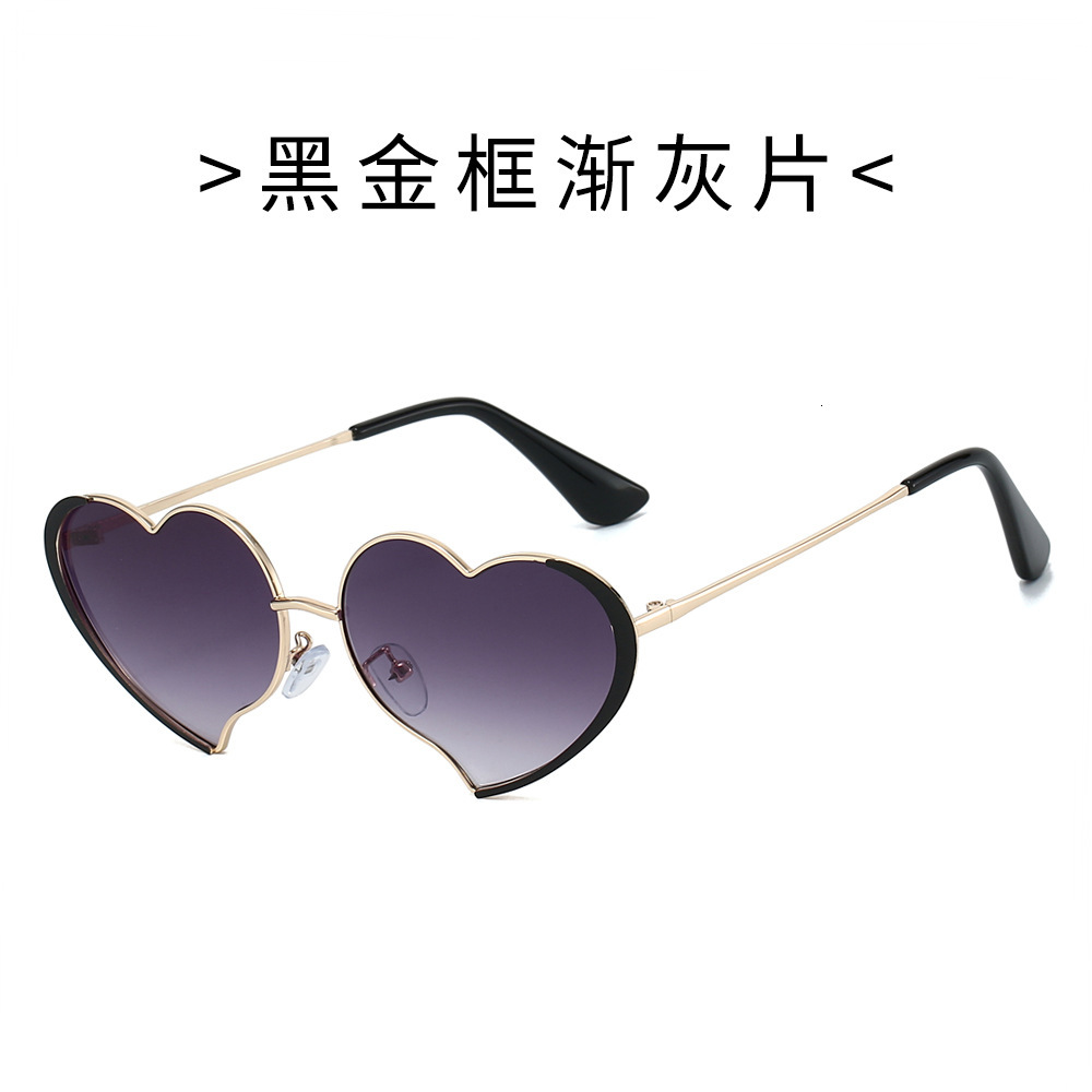 25 new European American metal frame heart-shaped sunglasses, unique and fashionable quirky sunglasses street photography, UV protection for trendy gi