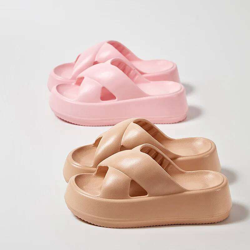 Litfun Women Soft Sole Slides Home Slippers Thick Bottom EVA Shoes Female Non-Slip Cross Sandals Outdoor Beach Flip Flop
