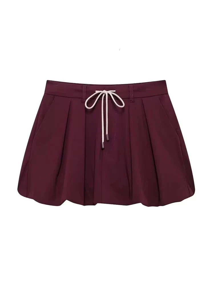 Casual Women 2 Pieces Sets Waist Lace Up Lantern Edition Mini Skirt Sets Solid Pocket Decorative Jacket Top Womens Set 260304