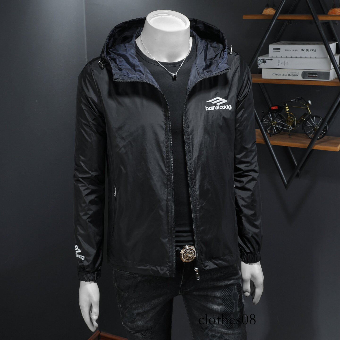 Reversible European Style 2026 Spring New Men's Hooded Embroidered Jacket High-Quality Casual Coat Trendy