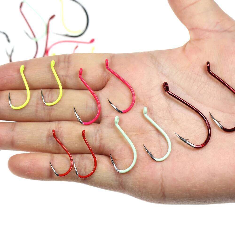 ICERIO High Carbon Steel Fishing Hooks Luminous or UV Fluo Offset Octopus Beak Hook Saltwater Fishhook Accessories #10-#10/0 Y260305