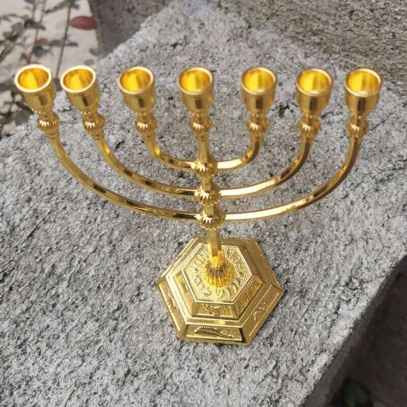 Church Taper Golden Lampstand Jewish Temple Lamp Home Decoration Metal Judaism Candlestick Holders Candle Holder XJ260305