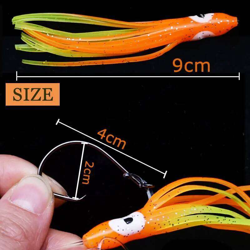 Mrlurion 2 bags artificial squid soft lure string hook with 3 sharp for sea fishing bait, sabiki hooks S260305