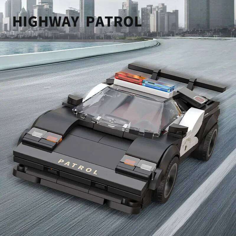 266PCS City Patrol Building Blocks Classic Supercar Police Car Model Bricks Desktop Decoration Toy Kids Holiday Gifts Z260305