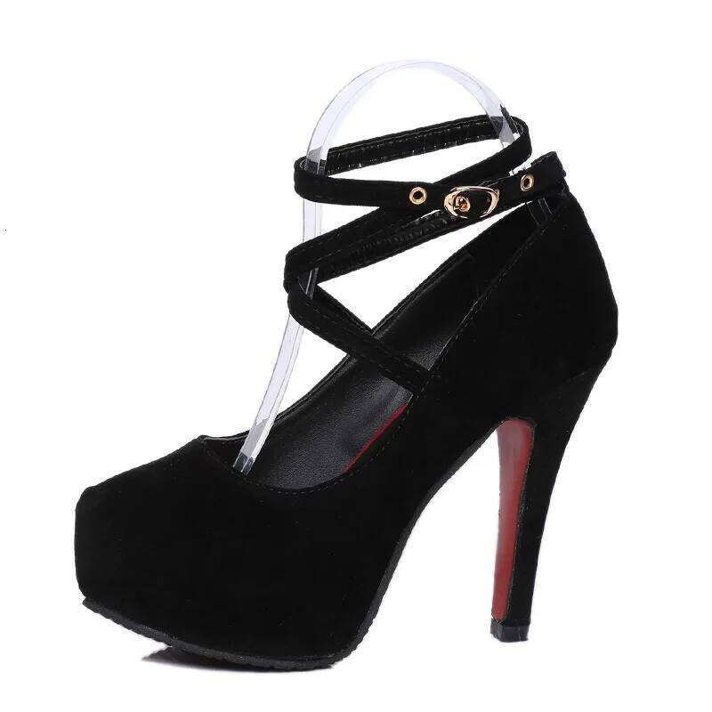 2024 Summer Outdoor Dress Ankle Bukle Strap Women's Pumps Round Toe Thin for Women High Heel Shallow Shoes
