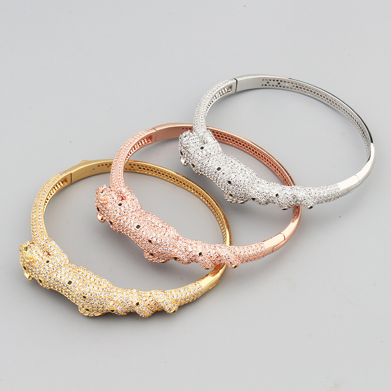 Bracelet Style Elegant Women's Leopard And Ring Set With Unique Punk Design Leopard-Shaped Bracelet