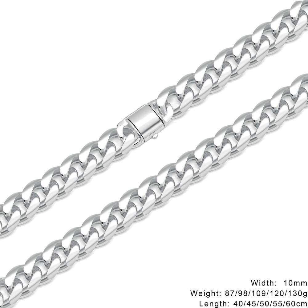 American-style Cuban 925 silver necklace for men and women, light luxury cross-border jewelry, sweater accessory, irregular chain