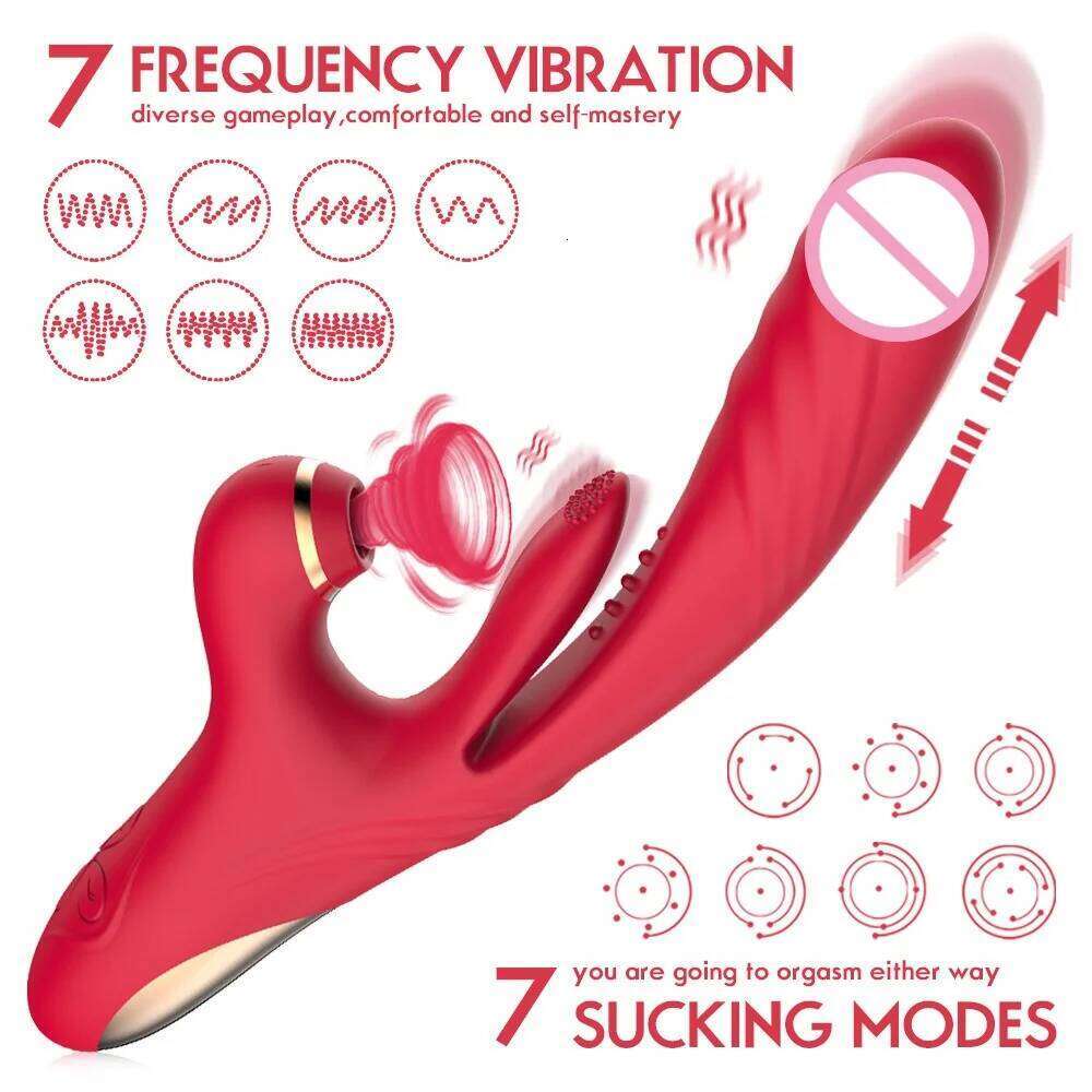 3 IN 1 Tapping Thrusting Dildo for Women G Spot Vibrator Clitoris Clit Stimulator Female Masturbator Adult Sex Toys W260305