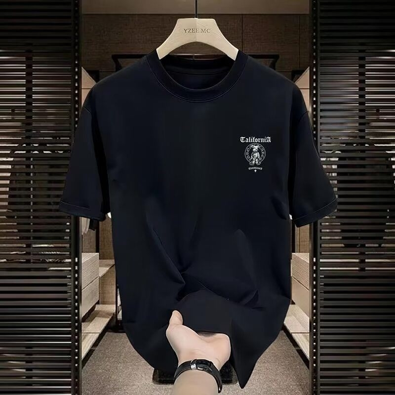 New High-quality men's short-sleeved T-shirt American casual style summer round neck printed breathable versatile top