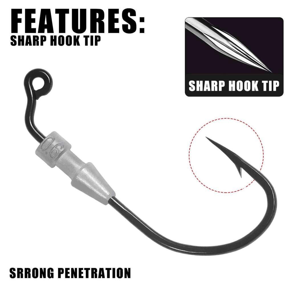 5pcs Fishing Weighted Worm Soft Plastics Lures, Jig Head Hooks, Barbed Crank Hooks For Freshwater Saltwate S260305