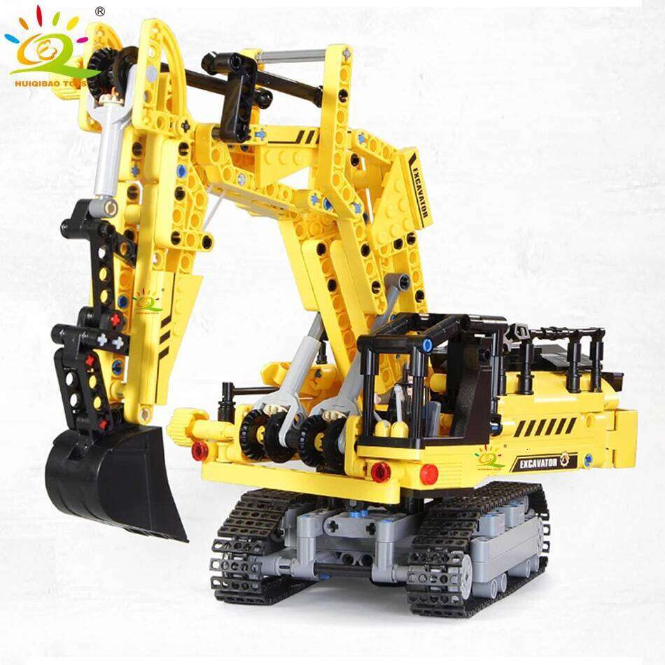 HUIQIBAO 841PCS MOC Engineering Excavator Truck Building Blocks Vehicle Car Bricks City Construction Toys For Children Boys Z260306