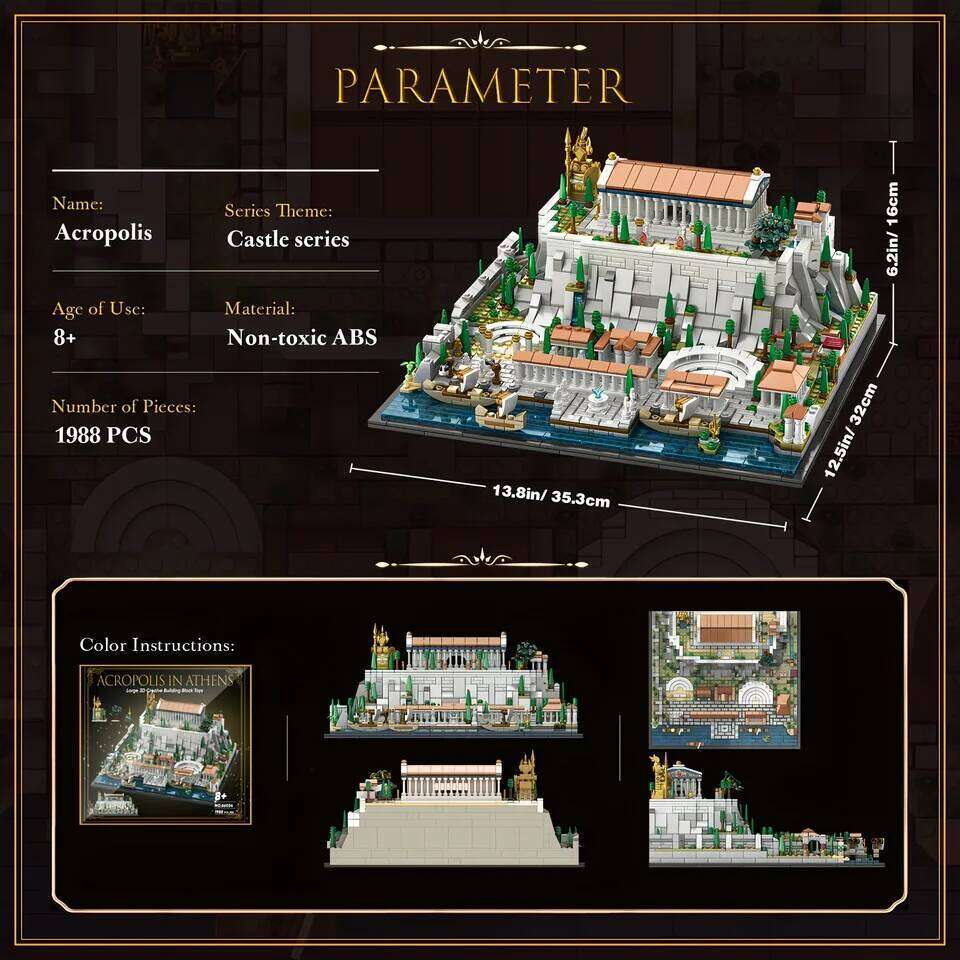 MOC 1988pcs Acropolis of Athens City Buildings Blocks Brick Toy Puzzle Display Model and Home Decor Gift Idea for Kids Z260305